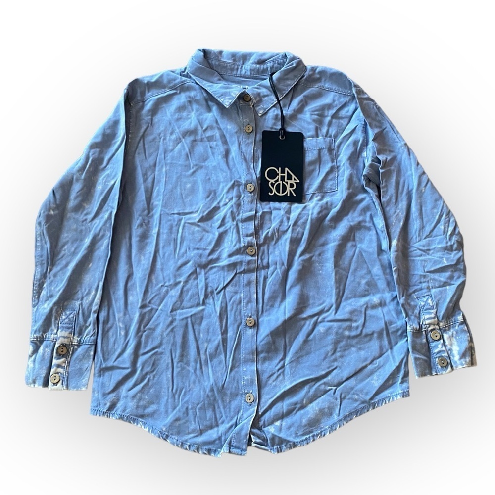 Chaser Boy’s Blue Chambray Button Up Shirt Size 6 NWT Long Sleeves Casual